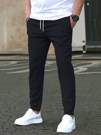 Casual Slim Fit Leather Tag Cropped Pants