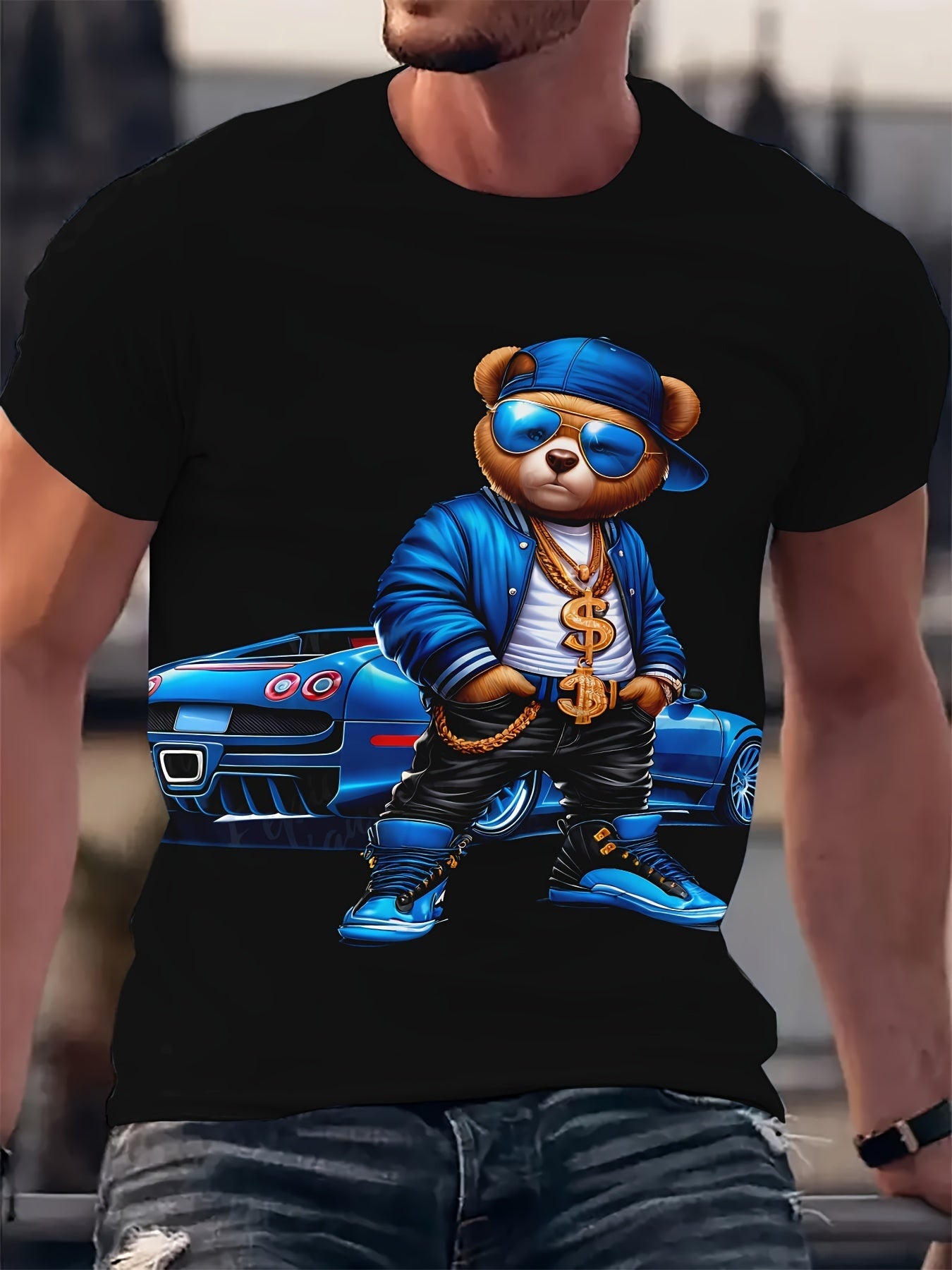 T-shirt - Cool Bear Printed Casual Round Neck