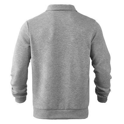 Lapel Jacquard Half-zipper Sweatshirt