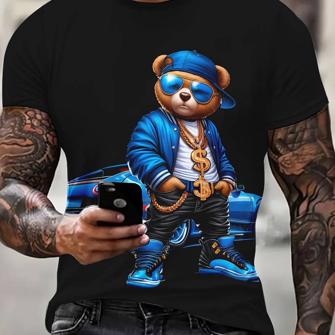 T-shirt - Cool Bear Printed Casual Round Neck