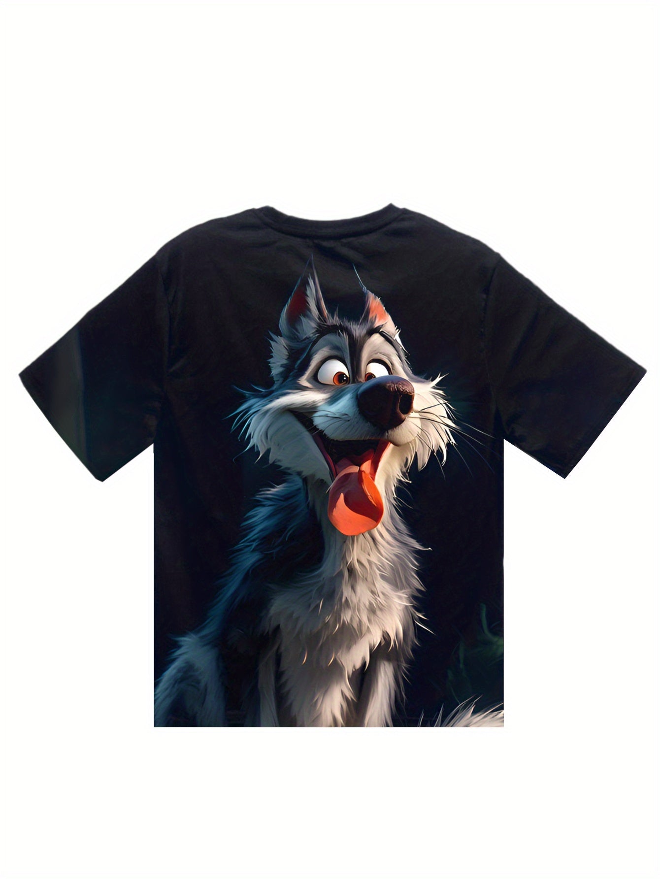 3D Wolf Print T-shirt - Casual Round Neck