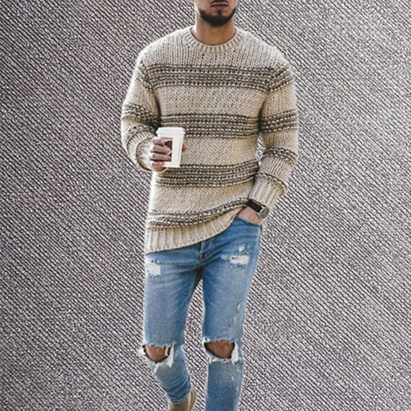 Men Round Neck Pullover Sweater