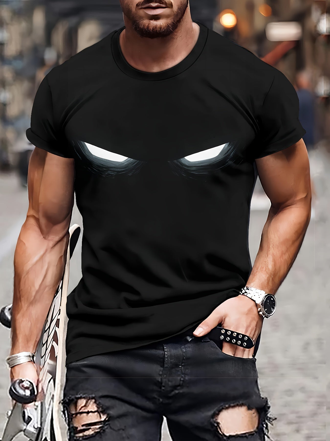 3D Glowing Eye Print T-Shirt