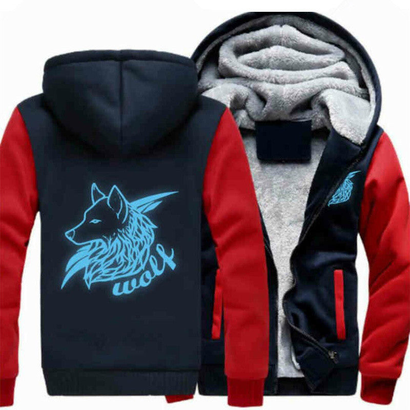 Men Women Night Luminous Wolf Printed printed Jacket Sweatshirts