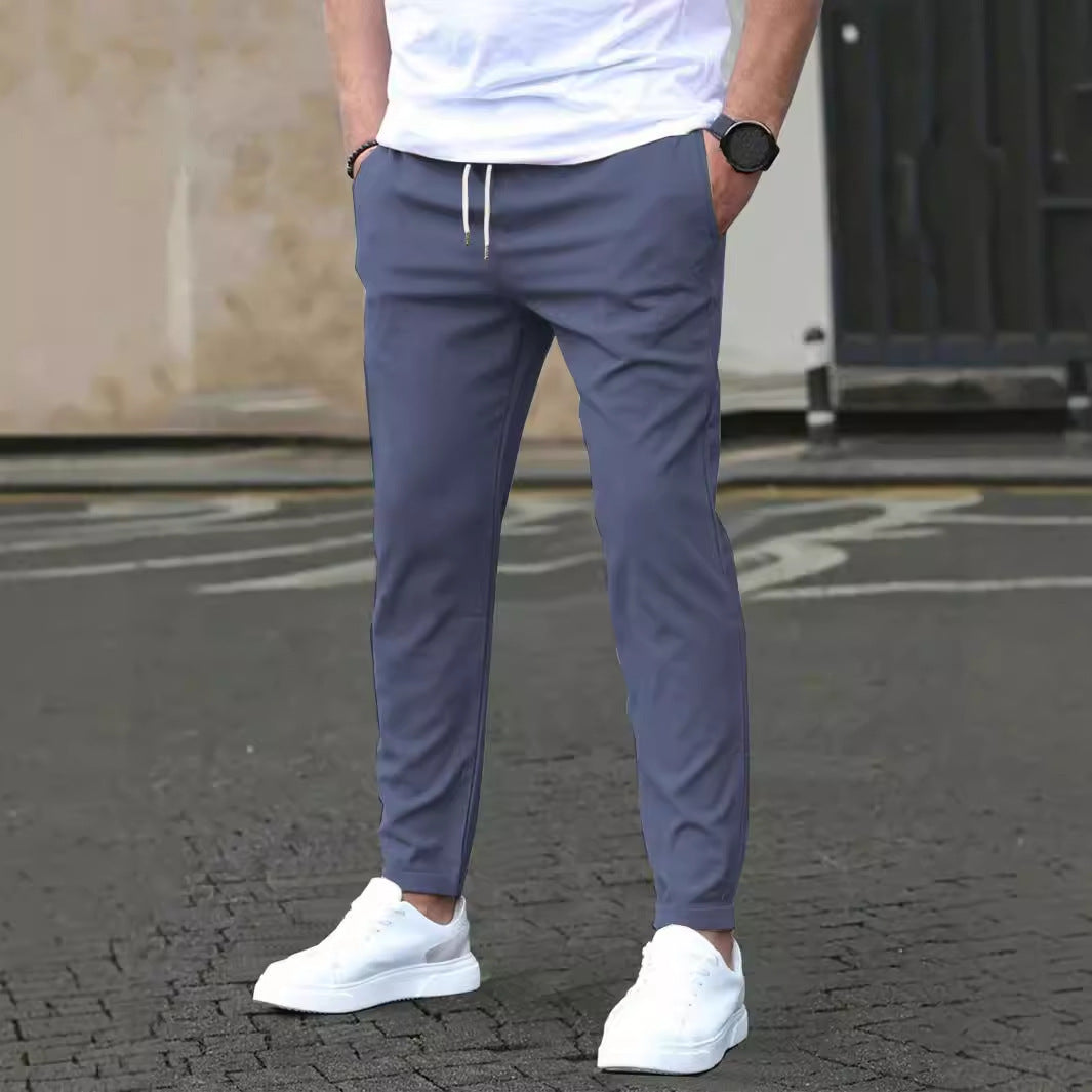 Casual Slim Fit Leather Tag Cropped Pants