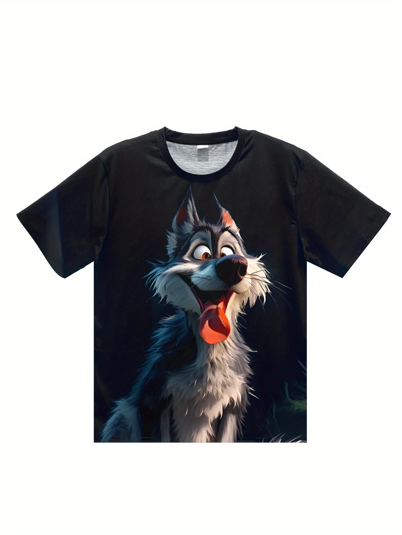 3D Wolf Print T-shirt - Casual Round Neck